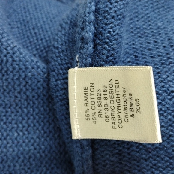 Christopher & Banks Hand Embroidered Poinsettia Blue Button Up Cardigan Sweater - Picture 5 of 13